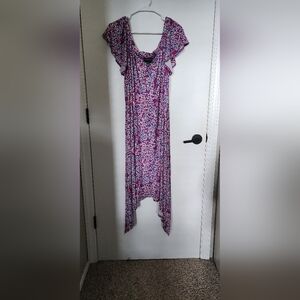 Lane Bryant Asymmetrical Dress in Pink and Purple Floral